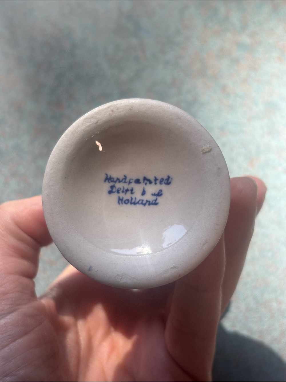 Vintage Hand Painted Delft Holland Egg Cup – Blue & White Windmill